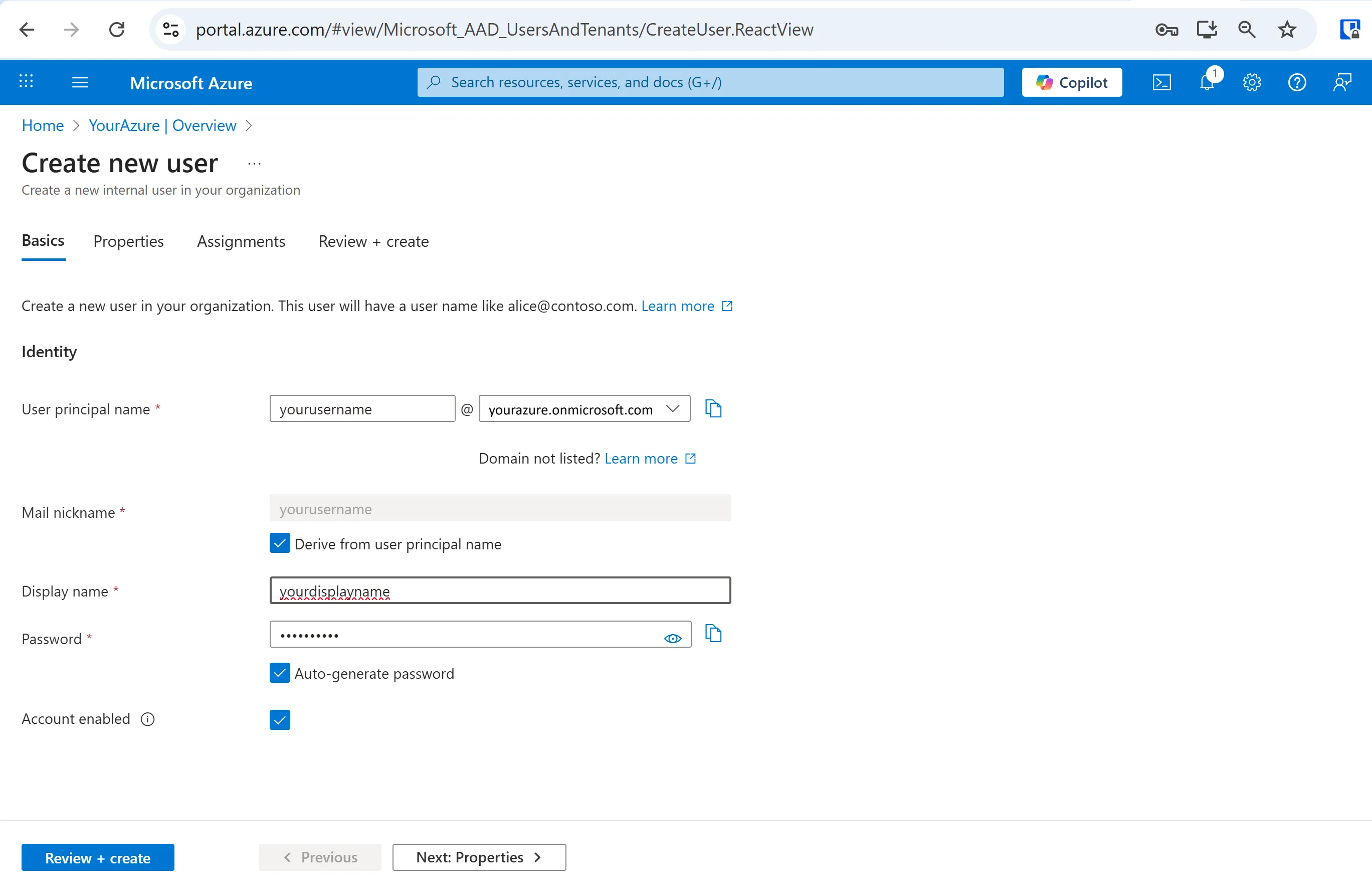 Create a new Microsoft Entra User Page.