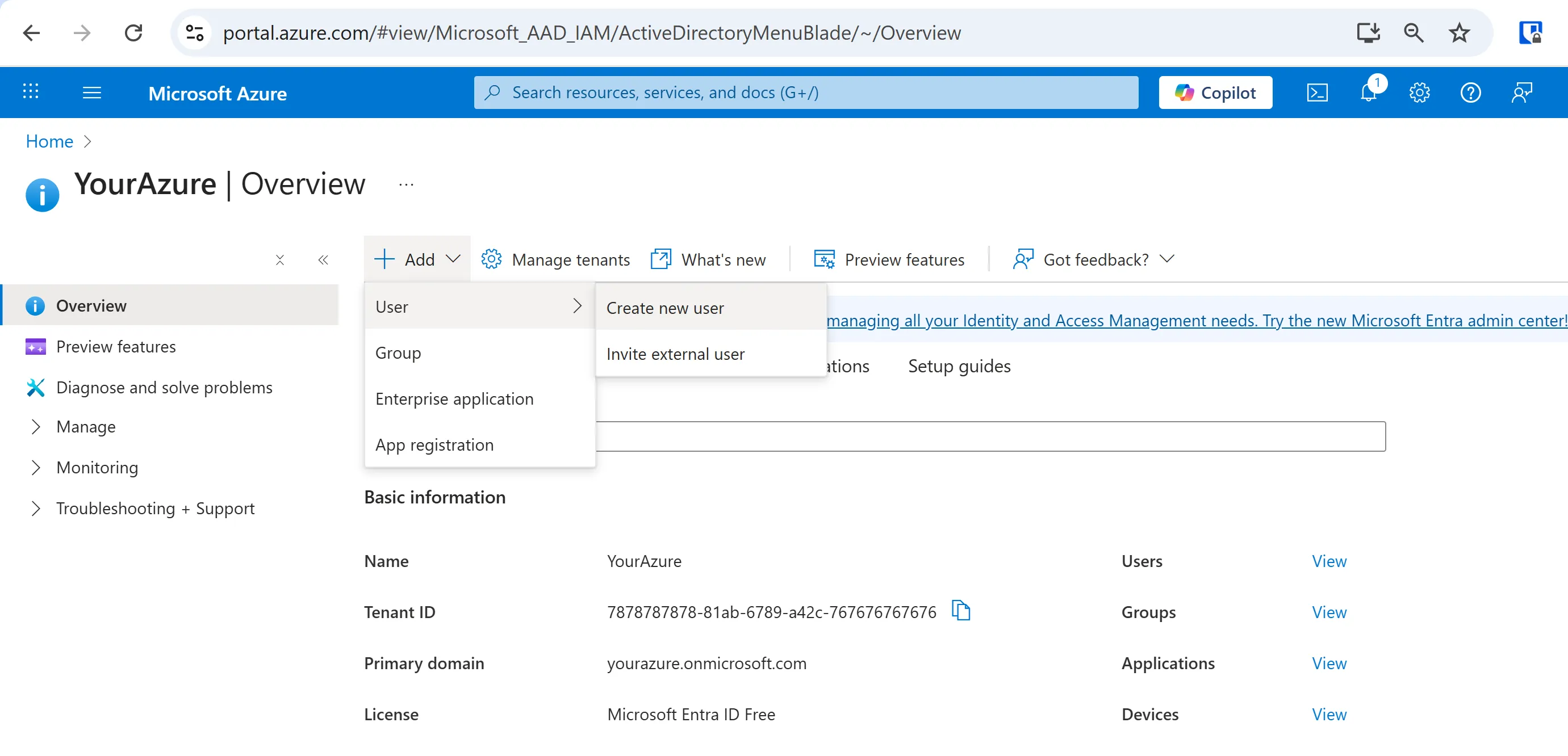 Create a new Microsoft Entra Users.