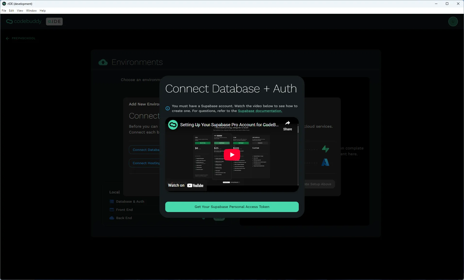 Connect Supabase modal.