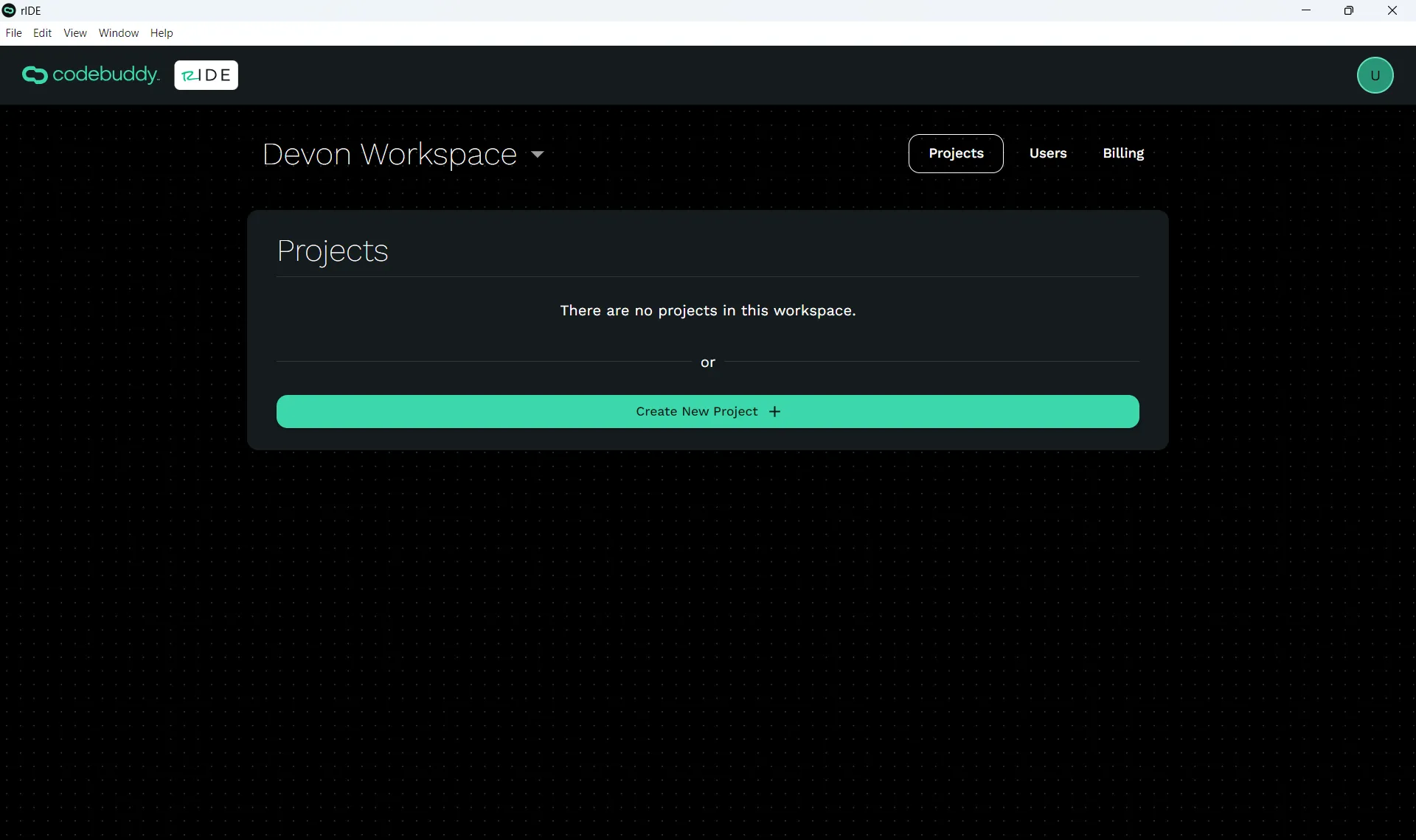 Create Project screen with a Create Project button.