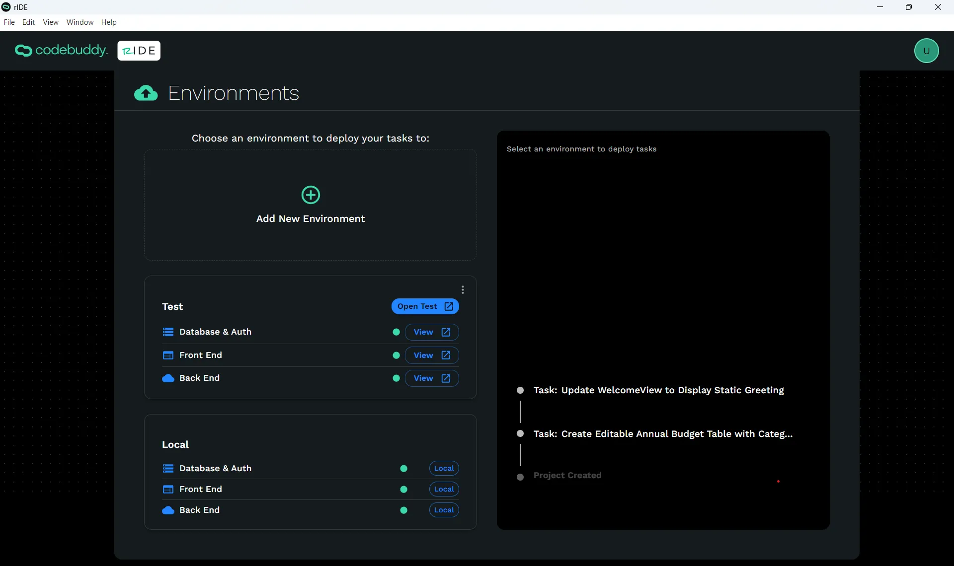 Test environment completed provisioning and ready to be viewed.