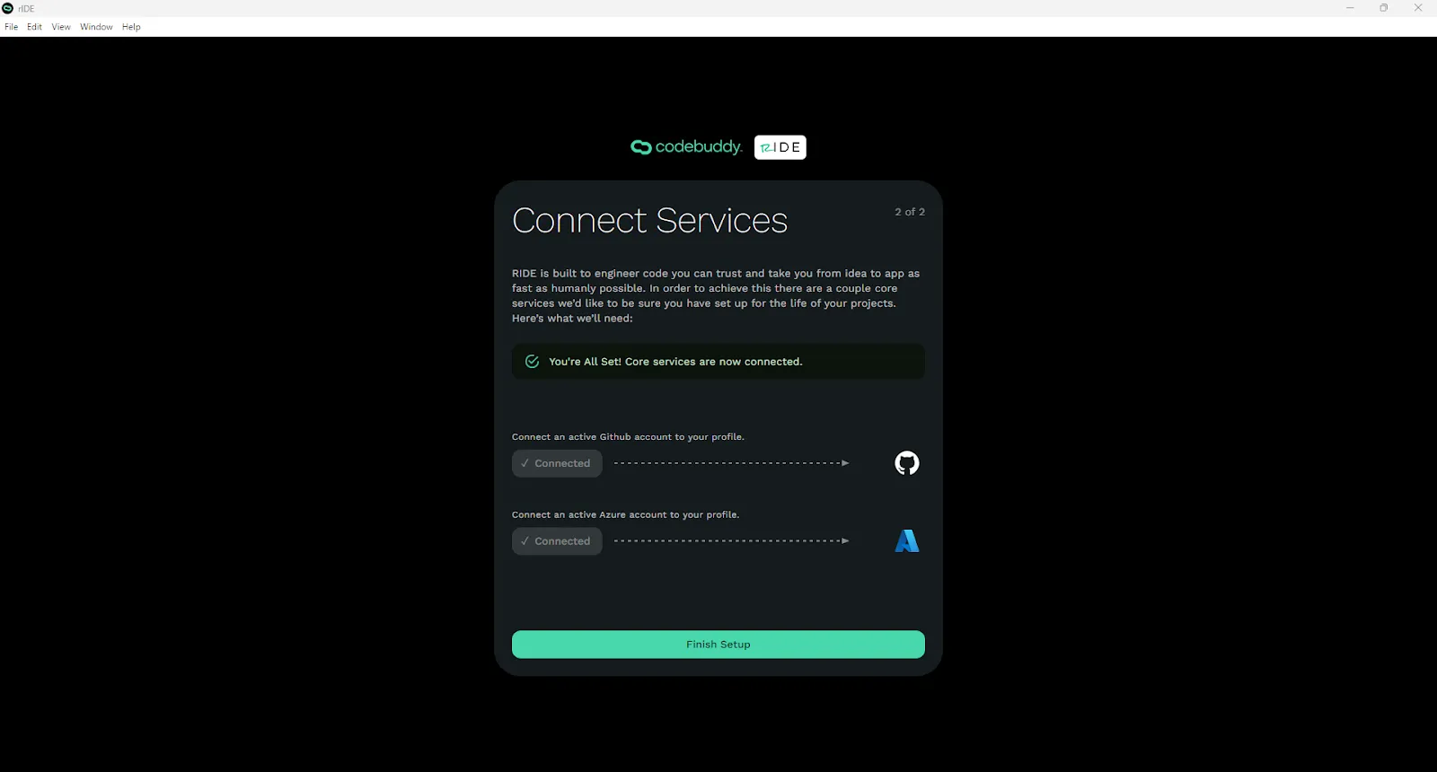 All services are connected to Ride.
