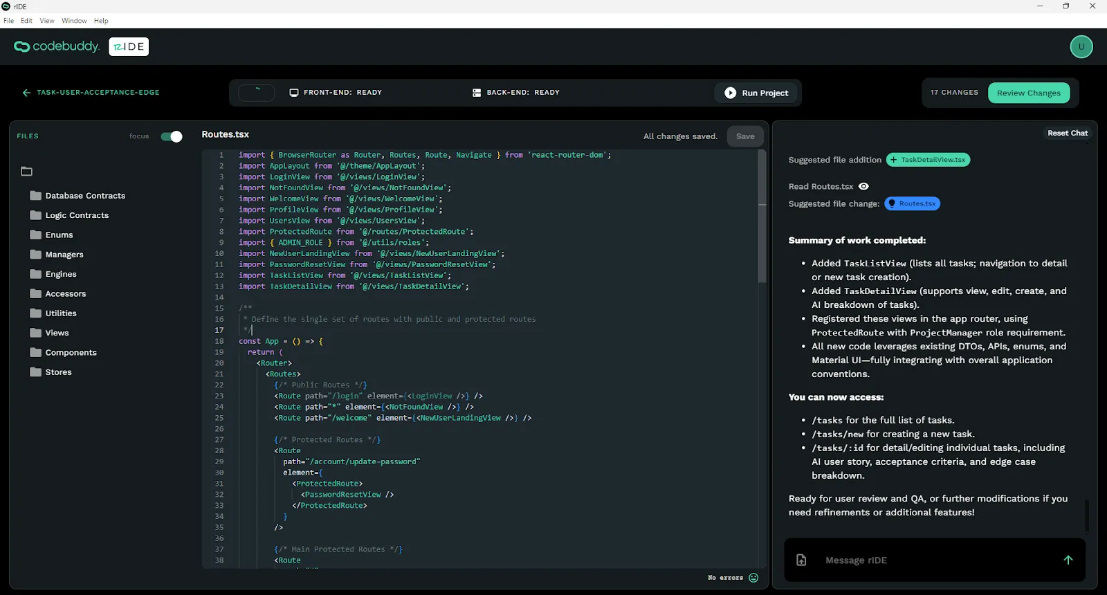 Run project from Code Editor.
