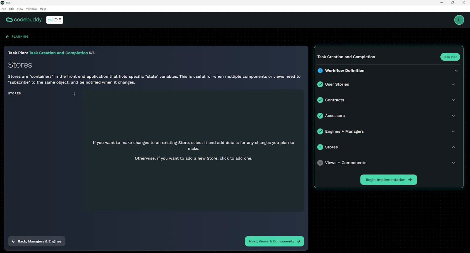Stores creation screen.