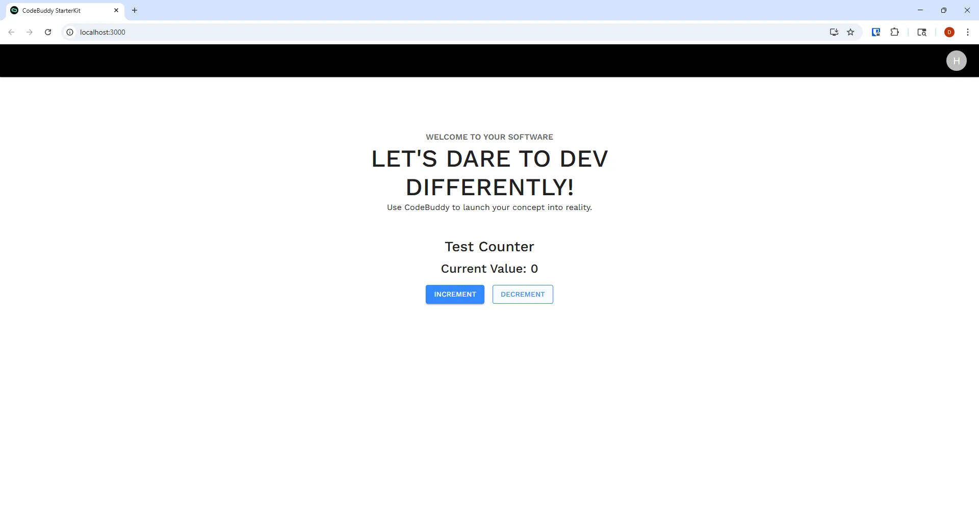 Login screen for app created using rIDE via Localhost environment.