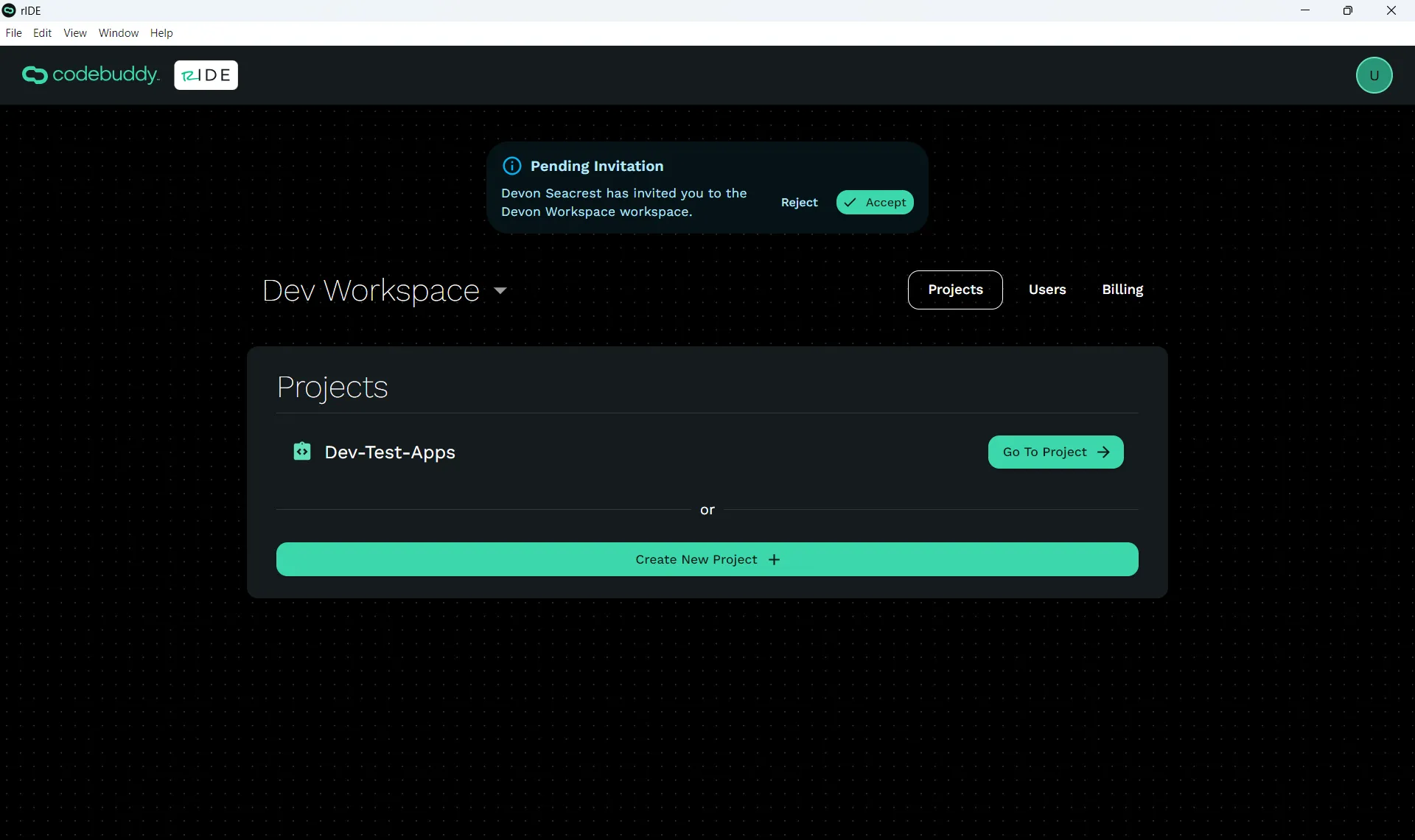 Accepting workspace invite.